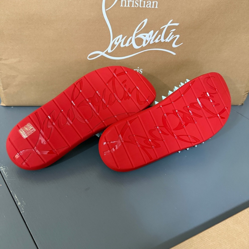 Christian Louboutin 1240945 Take It Easy Iceberg Blue Rubber Slide Sandal, 44 - Picture 7 of 15